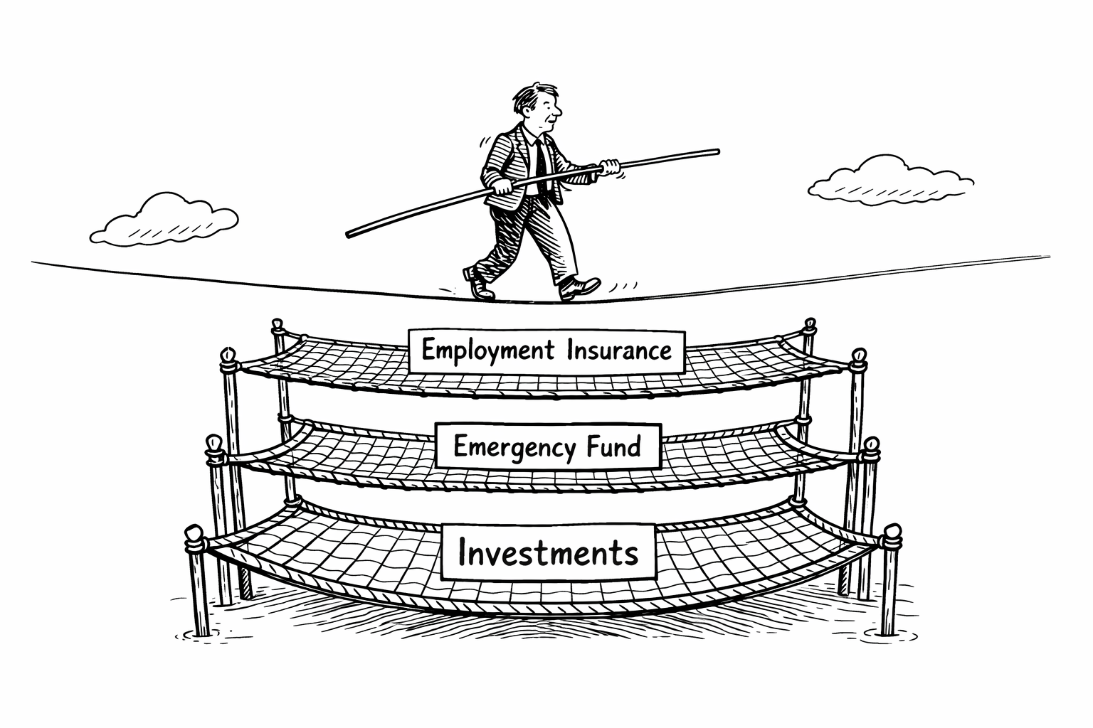 Three-tier financial safety net illustration